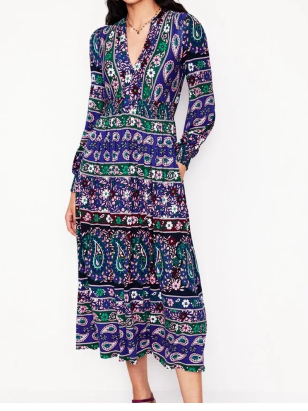 Boden Ivy Border Print Midi Dress Size 12
